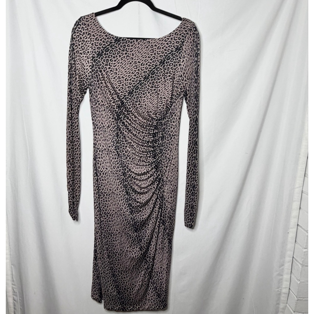 L.K.Bennett Long Sleeve Leopard Print 100% Silk Dress Size 8